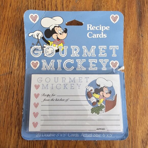 RARE VINTAGE SEALED Gourmet Mickey Mouse 3" x 5" Recipe Index Cards 20 Pack - Picture 1 of 4